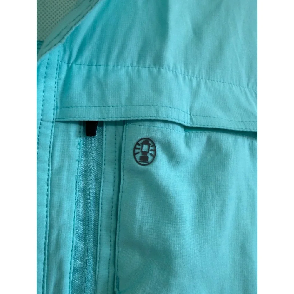 Coleman Mens XL Turquoise Short Sleeve Fishing Shirt Button Down Utility Vent - Picture 4 of 11